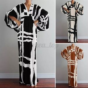 Art Inspired Checkered Pattern Kaftan Style Maxi